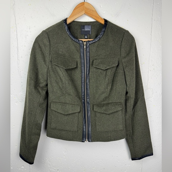 The Limited Women’s Wool Blend Military Utilitarian Army Green Blazer Jacket XS - Picture 3 of 15